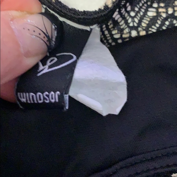 Windsor Black Cream Crochet Design Peplum Top - Picture 9 of 9